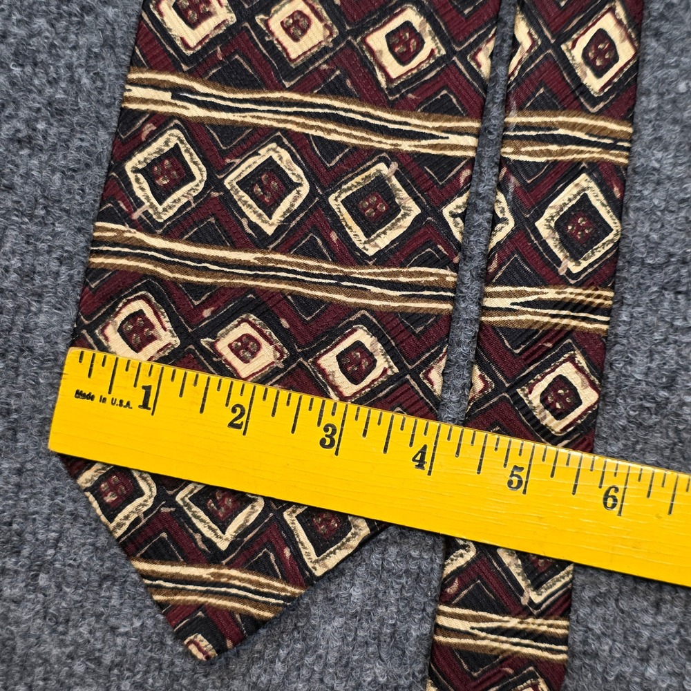Robert Talbott Studio‎ 4x55 Hand Sewn Silk Power Tie Burgundy Gold Geometric USA - Picture 6 of 8